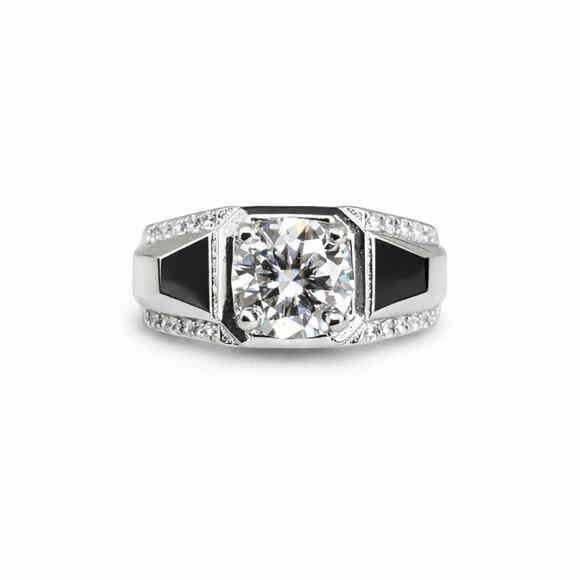 Venus and Vulcan Jewelry - 1 CT Moissanite Diamond Signet Style Ring